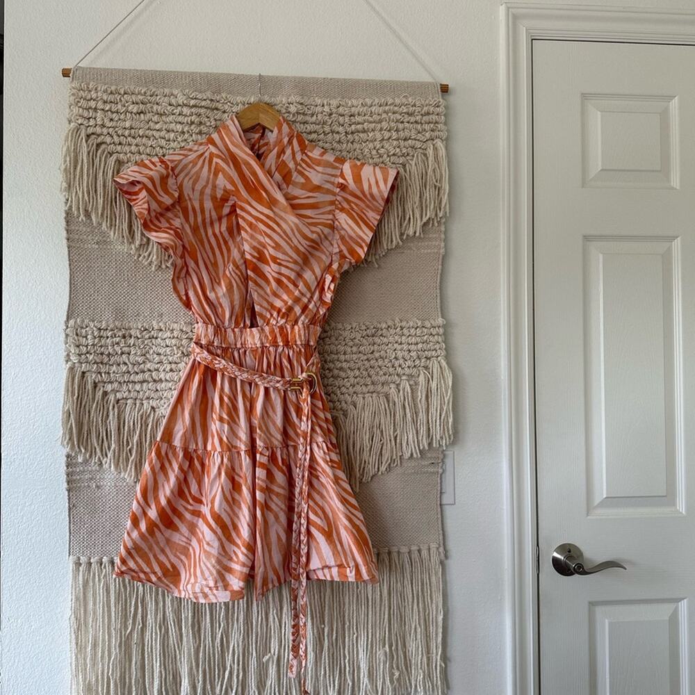 Derek Lam Collective Orange/Pink Cutout Mini Dress